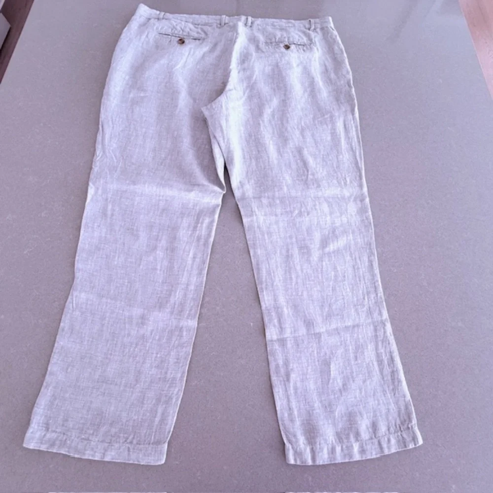 Club Room Pants Men 40x30 Gray Regular Fit Chino Flat Front Linen Luxury Worn 1x
